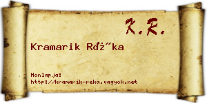 Kramarik Réka névjegykártya